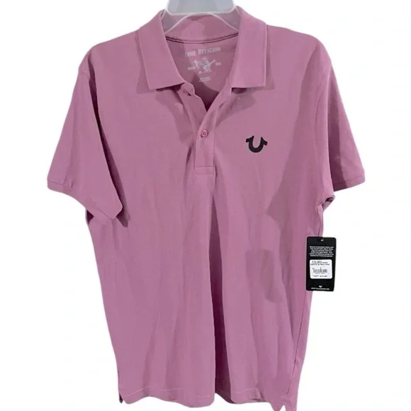 NWT True Religion Men's Designer Cotton Logo Polo MAUVE ORCH